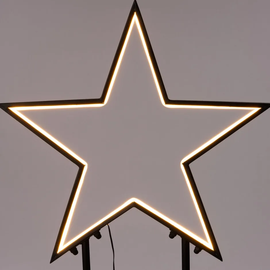 Intratuin Gartenstecker Stern mit Timer schwarz warmweiß 53 x 3 56 cm| Weihnachtsfiguren (Außen)