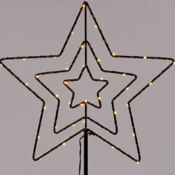 Intratuin Gartenstecker Stern mit Timer schwarz warmweiß H 35 cm| Weihnachtsfiguren (Außen)