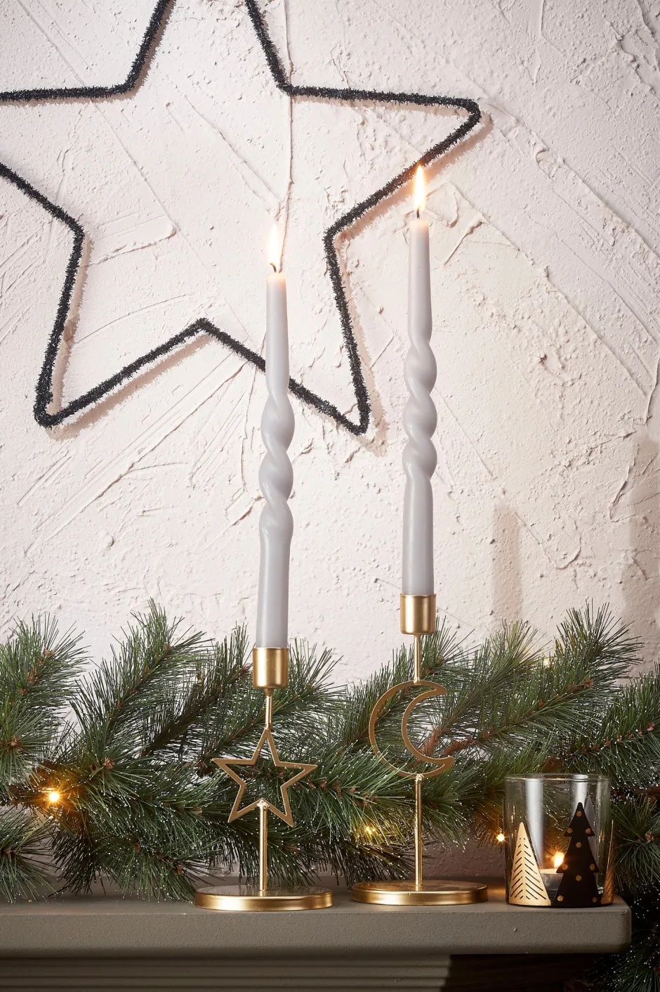 Intratuin House of Seasons kerstfiguur Stern schwarz D 40 H 0,50 cm| Weihnachtsdeko Zum Aufhängen|Weihnachtssterne