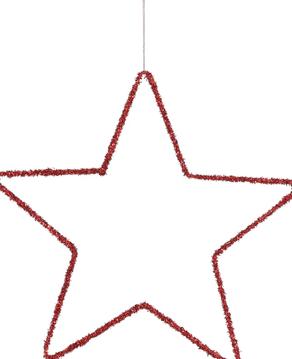 Intratuin House of Seasons kerstfiguur Stern rot D 40 H 0,50 cm| Weihnachtsdeko Zum Aufhängen|Weihnachtssterne