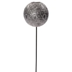 Intratuin Außen-Solarleuchte auf Stab Luisa silber D 20 H 72 cm| Solar Gartenleuchten|Gartenlaternen & -Stehleuchten