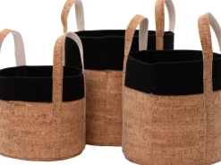 Intratuin Aufbewahrungskorb Xue schwarz / Kork D 30 H 30 cm| Aufbewahrung