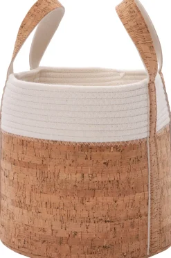 Intratuin Aufbewahrungskorb Julan weiß / Kork D 34 H 35 cm| Aufbewahrung