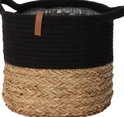 Intratuin Aufbewahrungskorb Floro natur / schwarz D 22 H 22 cm| Aufbewahrung