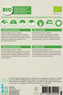 Intratuin Basilikum (Ocimum basilicum 'Italiano Classico') (BIO) Samen| Kräutersamen|Saatgut