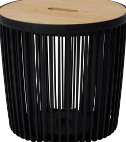 Intratuin Beistelltisch mit Korb schwarz / naturell D 39 H 38 cm 2 St.| Pflanztische & -Regale