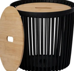 Intratuin Beistelltisch mit Korb schwarz / naturell D 39 H 38 cm 2 St.| Pflanztische & -Regale