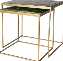 Intratuin Beistelltisch Silka grün / gold 45 x 40 x 45 cm| Beistelltische|Beistelltische