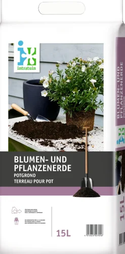 Intratuin Blumen- und Pflanzenerde 15 l| Pflanzerde & Substrat|Gartenerde