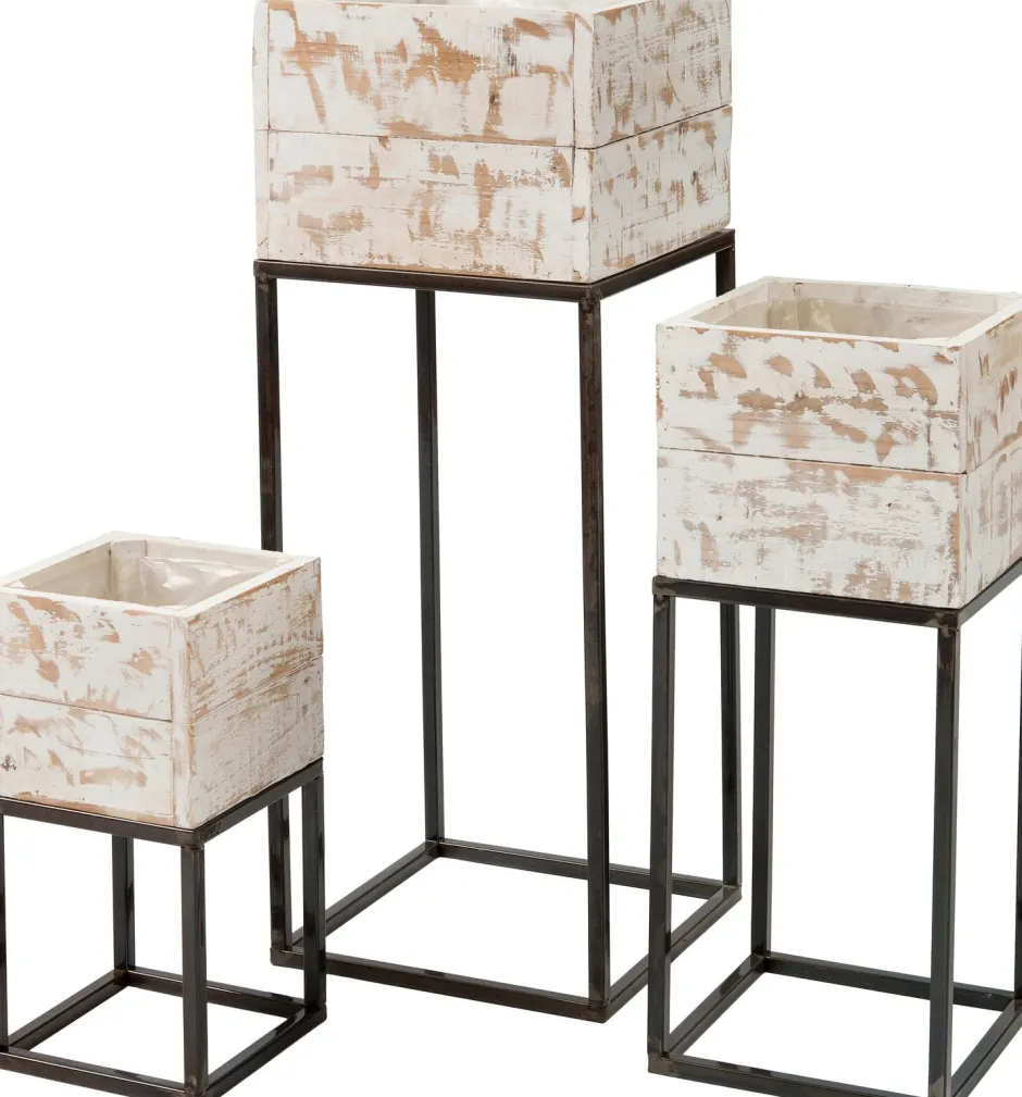 Intratuin Blumenkasten Kyra mit Ständer weiß / Holz 22 x 22 x 54 cm| Blumentöpfe|Blumentöpfe & Pflanzgefäße