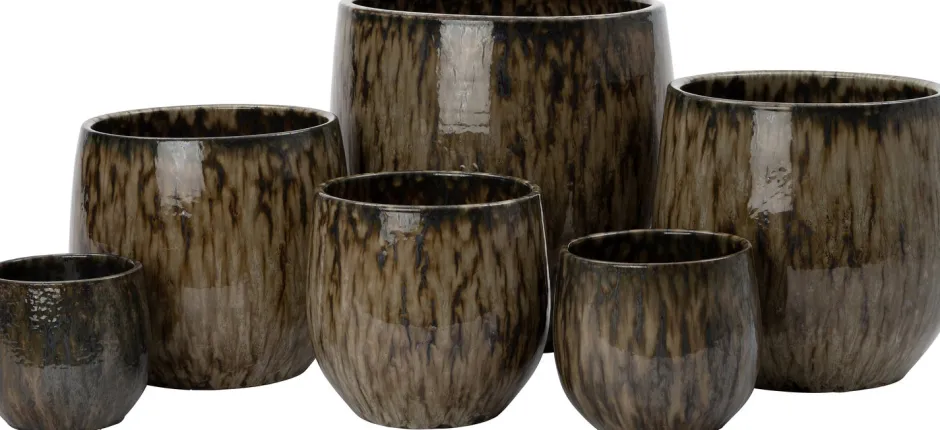 Intratuin Blumentopf Adna schwarz / braun D 19 H 21 cm| Blumentöpfe|Blumentöpfe & Pflanzgefäße