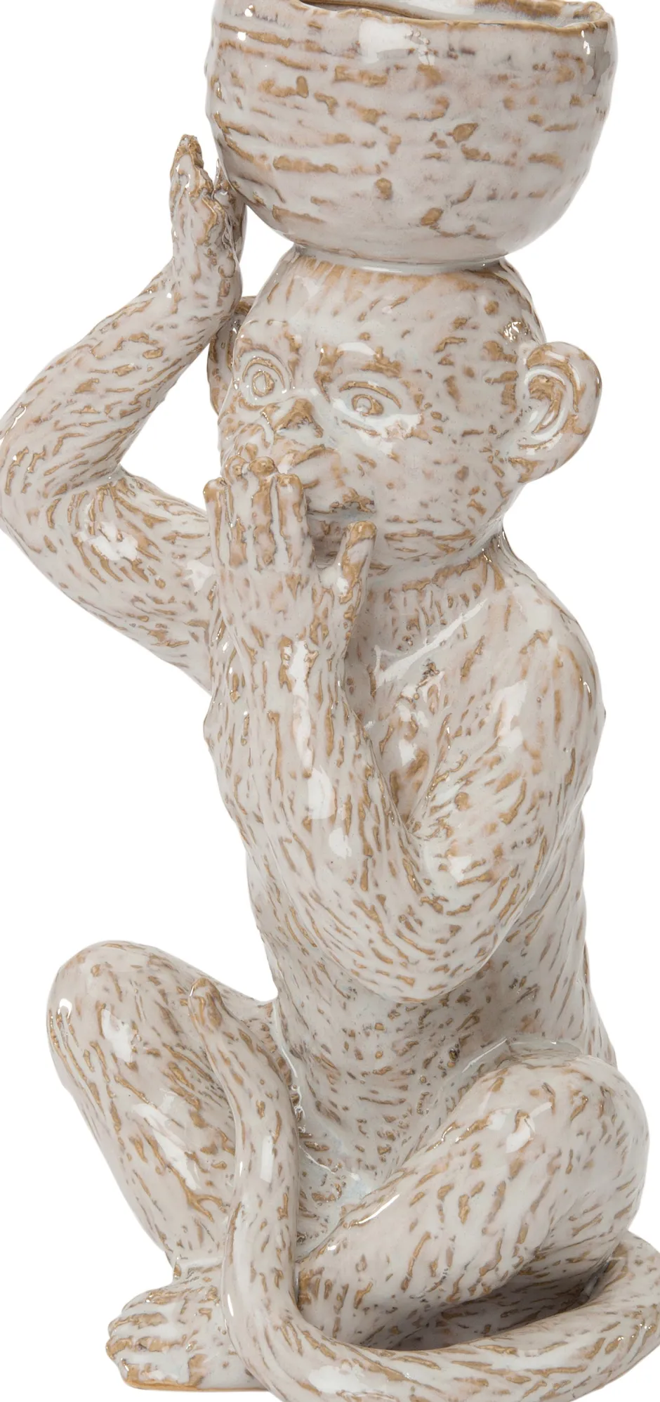 Intratuin Blumentopf Affe 12,2 x 11 x 24 cm creme| Blumentöpfe|Blumentöpfe & Pflanzgefäße