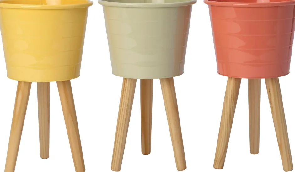 Intratuin Blumentopf auf Beinen Mavi gelb D 31 H 45 cm| Blumentöpfe & Pflanzgefäße