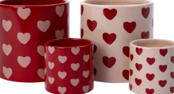 Intratuin Blumentopf Herzen rot D 14 H 13 cm| Blumentöpfe & Pflanzgefäße|Blumentöpfe