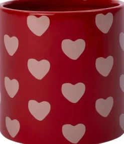 Intratuin Blumentopf Herzen rot D 9 H 8 cm| Blumentöpfe & Pflanzgefäße|Blumentöpfe