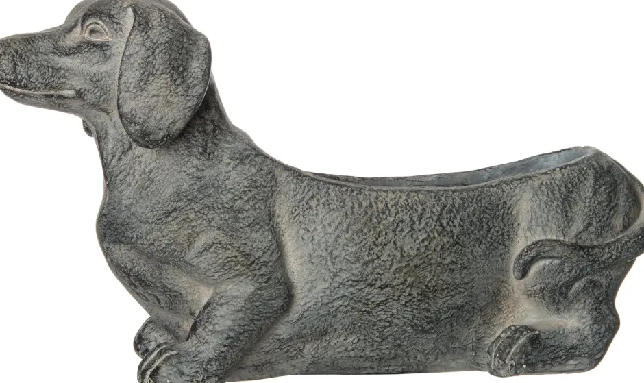 Intratuin Blumentopf Hund 51 x 17 x 30 cm grau| Pflanzkübel|Blumentöpfe & Pflanzgefäße