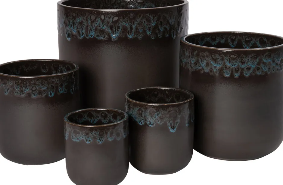 Intratuin Blumentopf Leonie grau / blau D 13 H 16 cm| Blumentöpfe|Blumentöpfe & Pflanzgefäße