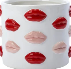 Intratuin Blumentopf Lip weiß / rot D 15 H 11 cm| Blumentöpfe & Pflanzgefäße|Blumentöpfe