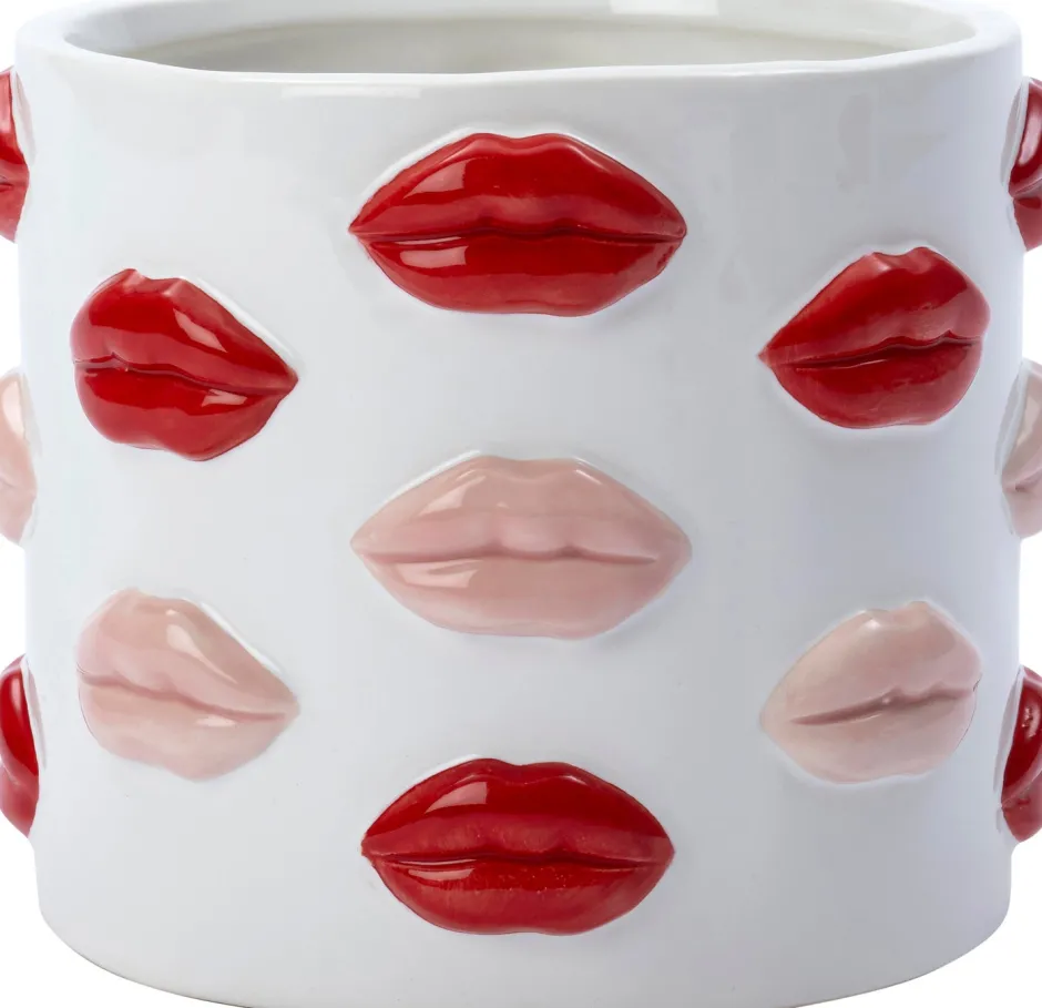 Intratuin Blumentopf Lip weiß / rot D 17 H 14 cm| Blumentöpfe & Pflanzgefäße|Blumentöpfe