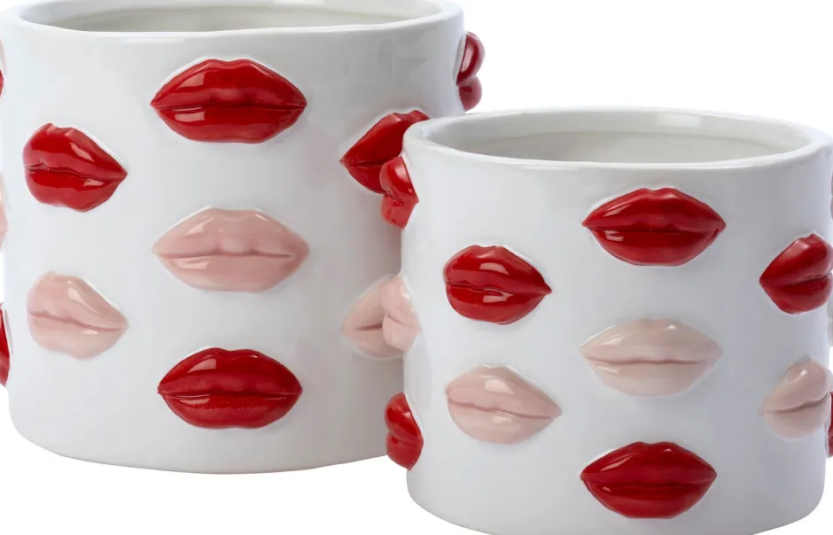 Intratuin Blumentopf Lip weiß / rot D 17 H 14 cm| Blumentöpfe & Pflanzgefäße|Blumentöpfe