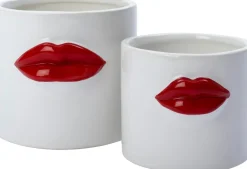 Intratuin Blumentopf Lip weiß / rot D 14 H 13 cm| Blumentöpfe & Pflanzgefäße|Blumentöpfe