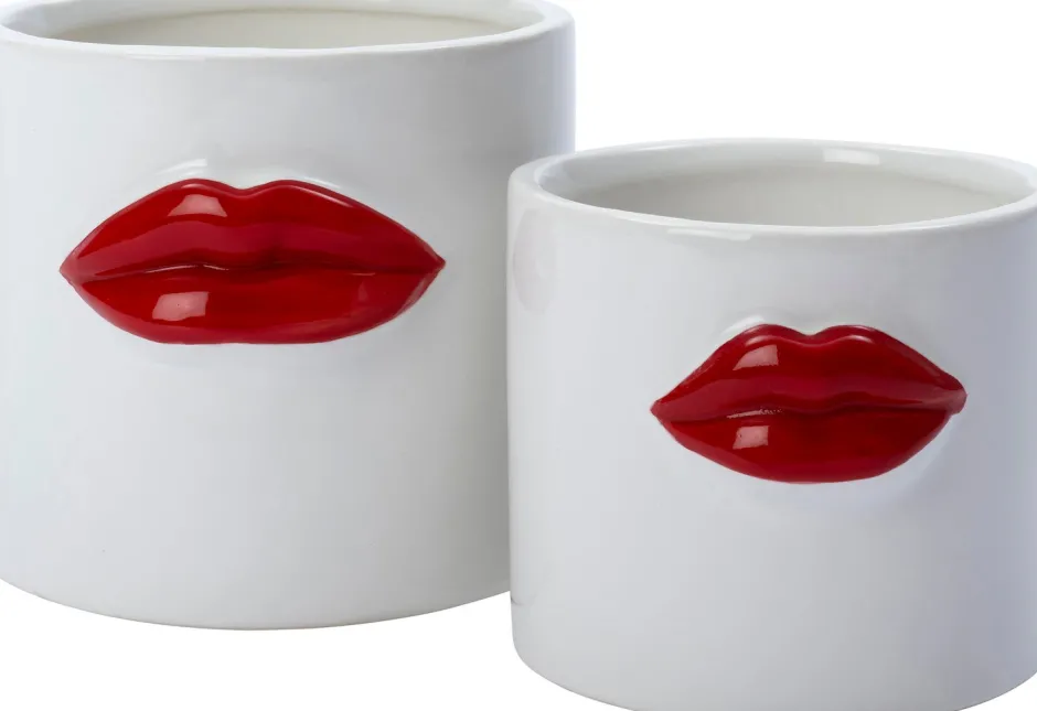 Intratuin Blumentopf Lip weiß / rot D 14 H 13 cm| Blumentöpfe & Pflanzgefäße|Blumentöpfe