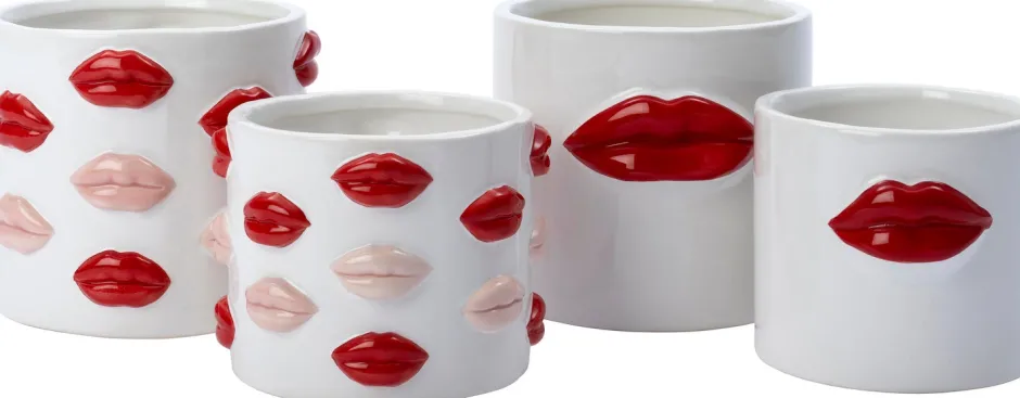 Intratuin Blumentopf Lip weiß / rot D 14 H 13 cm| Blumentöpfe & Pflanzgefäße|Blumentöpfe