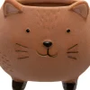Intratuin Blumentopf mit Füßen Katze D 10 cm H 7,5 cm braun| Blumentöpfe & Pflanzgefäße|Blumentöpfe