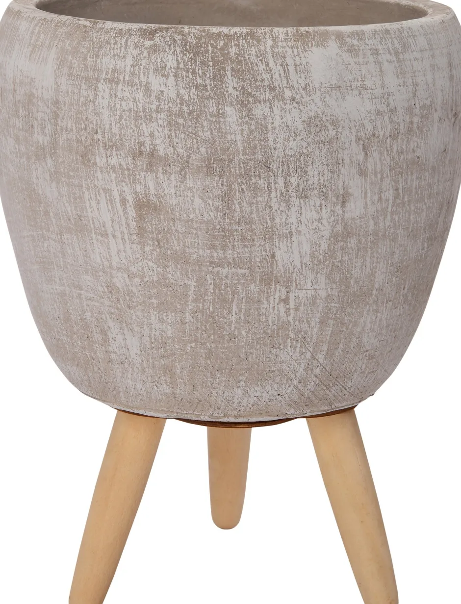 Intratuin Blumentopf mit Füßen Amber grau D 9,5 H 9,5 cm| Blumentöpfe|Blumentöpfe & Pflanzgefäße