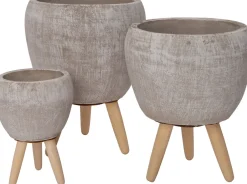 Intratuin Blumentopf mit Füßen Amber grau D 9,5 H 9,5 cm| Blumentöpfe|Blumentöpfe & Pflanzgefäße