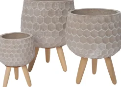 Intratuin Blumentopf mit Füßen Aylin grau D 16,5 H 16,5 cm| Blumentöpfe|Blumentöpfe & Pflanzgefäße