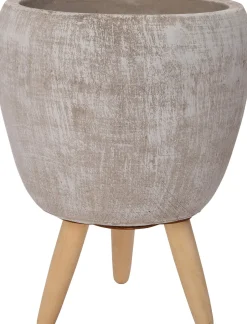 Intratuin Blumentopf mit Füßen Amber grau D 13,5 H 13,5 cm| Blumentöpfe|Blumentöpfe & Pflanzgefäße