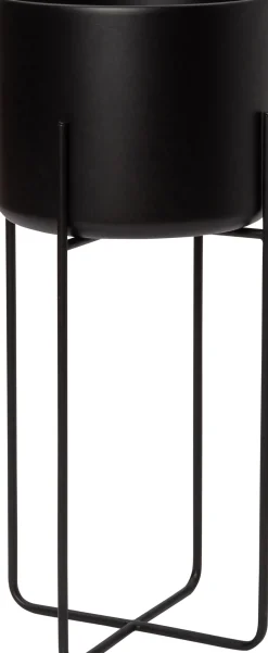 Intratuin Blumentopf mit Ständer Lina schwarz D 28 H 66 cm| Blumentöpfe|Blumentöpfe & Pflanzgefäße