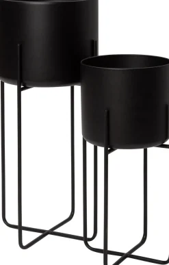 Intratuin Blumentopf mit Ständer Lina schwarz D 28 H 66 cm| Blumentöpfe|Blumentöpfe & Pflanzgefäße