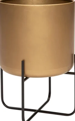 Intratuin Blumentopf mit Ständer Kensi D 25,3 cm H 37,7 cm gold| Blumentöpfe & Pflanzgefäße|Blumentöpfe