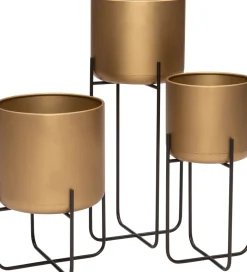 Intratuin Blumentopf mit Ständer Kensi D 25,3 cm H 37,7 cm gold| Blumentöpfe & Pflanzgefäße|Blumentöpfe