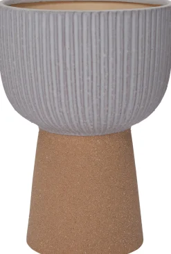 Intratuin Blumentopf mit Fuß Jill grau / braun 19,5 x 19,5 x 27,5 cm| Blumentöpfe & Pflanzgefäße|Blumentöpfe