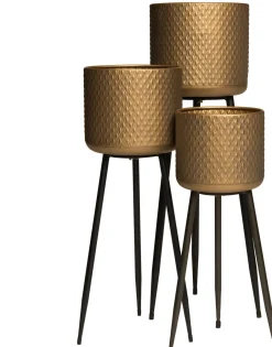 Intratuin Blumentopf mit Fuß gold D 23 H 64,5 cm| Blumentöpfe|Blumentöpfe & Pflanzgefäße