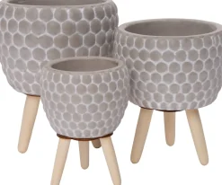 Intratuin Blumentopf mit Füßen Myrthe grau D 13,5 H 15,5 cm| Blumentöpfe & Pflanzgefäße|Blumentöpfe