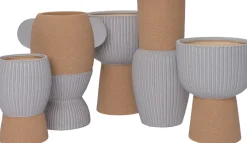 Intratuin Blumentopf mit Fuß Jill grau / braun 17,5 x 17,5 x 22,5 cm| Blumentöpfe|Blumentöpfe & Pflanzgefäße