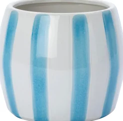 Intratuin Blumentopf mit Fuß Adora weiß/blau D 8,8 H 6,5 cm| Blumentöpfe & Pflanzgefäße|Blumentöpfe