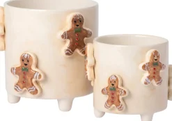 Intratuin Blumentopf mit Füßen Jiya Lebkuchenmann creme D 13 H 11 cm| Blumentöpfe|Blumentöpfe & Pflanzgefäße