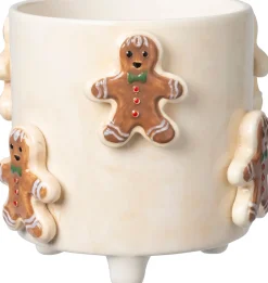 Intratuin Blumentopf mit Füßen Jiya Lebkuchenmann creme D 16 H 15 cm| Blumentöpfe|Blumentöpfe & Pflanzgefäße