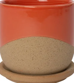 Intratuin Blumentopf mit Teller Dim rot D 11,5 H 11,5 cm| Blumentöpfe|Blumentöpfe & Pflanzgefäße