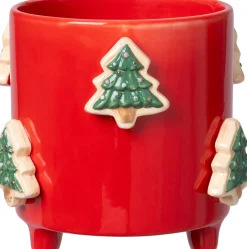 Intratuin Blumentopf mit Füßen Jiya Weihnachtsbaum rot D 16 H 15 cm| Blumentöpfe & Pflanzgefäße|Blumentöpfe