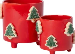 Intratuin Blumentopf mit Füßen Jiya Weihnachtsbaum rot D 16 H 15 cm| Blumentöpfe & Pflanzgefäße|Blumentöpfe