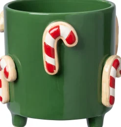 Intratuin Blumentopf mit Füßen Jiya Zuckerstange grün D 16 H 15 cm| Blumentöpfe & Pflanzgefäße|Blumentöpfe