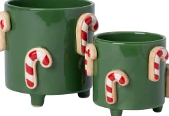 Intratuin Blumentopf mit Füßen Jiya Zuckerstange grün D 16 H 15 cm| Blumentöpfe & Pflanzgefäße|Blumentöpfe