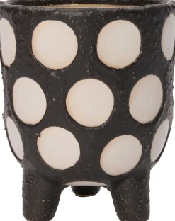 Intratuin Blumentopf mit Füßen Pygros schwarz / beige D 16 H 18 cm| Blumentöpfe|Blumentöpfe & Pflanzgefäße