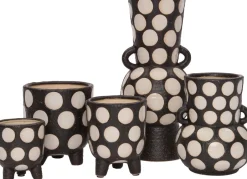 Intratuin Blumentopf mit Füßen Pygros schwarz / beige D 16 H 18 cm| Blumentöpfe|Blumentöpfe & Pflanzgefäße